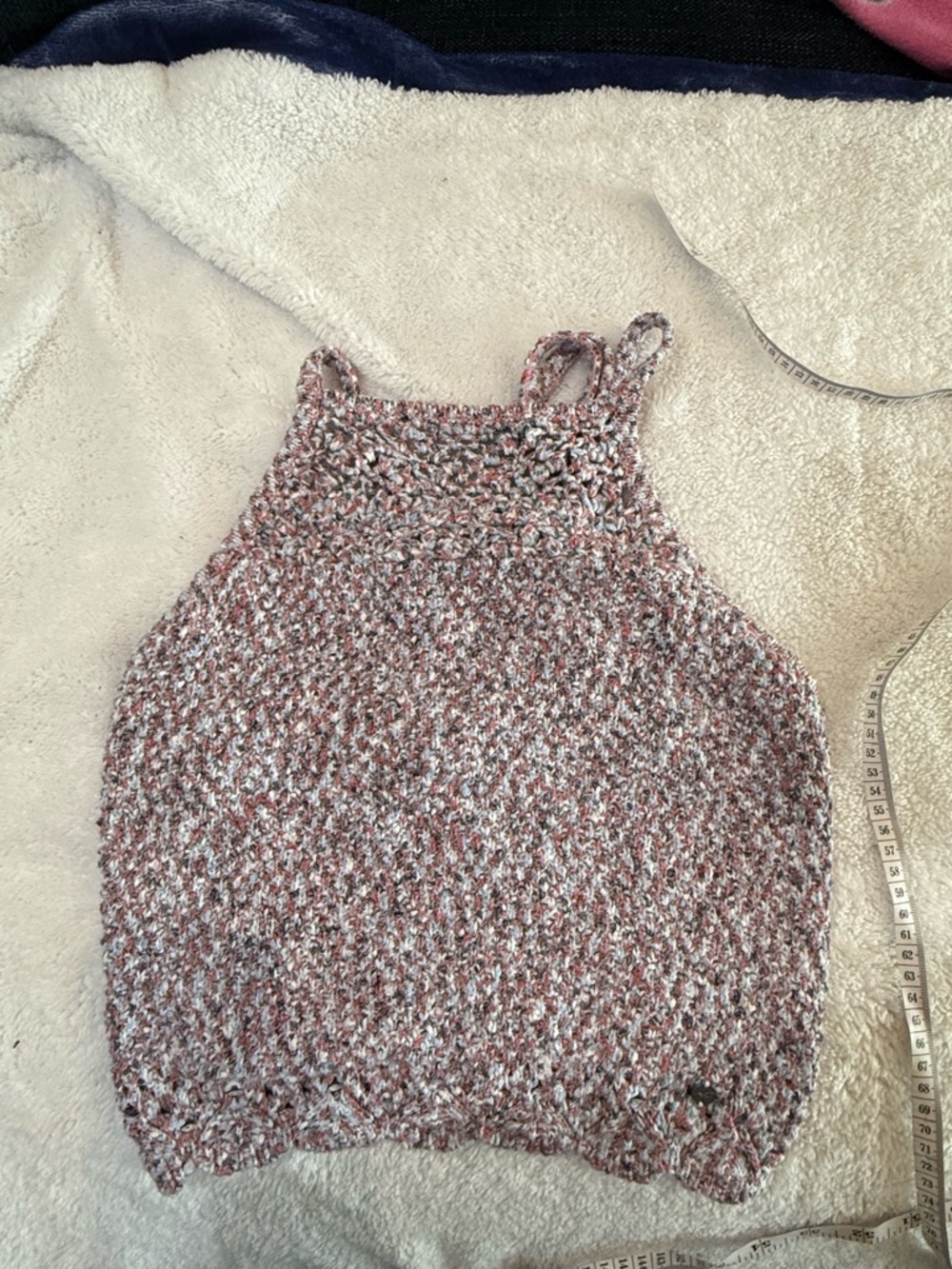 Hollister Marled Pink and Ivory Knit Halter Tank